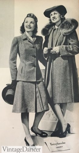 1940s women's WW2 Victory suit, wool with matching coat. 1942
