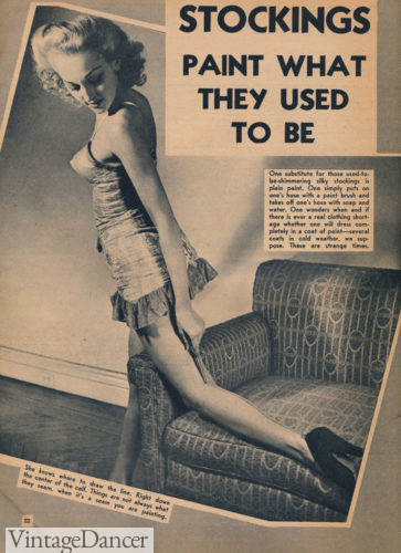 1940s stockings painted on backseam 1943 womens nylons history