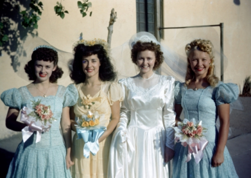 1943 tulle pastel bridesmaid dresses