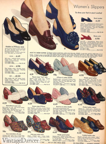 women's 1943 bedroom slippers shoes nightwear at VintageDancer