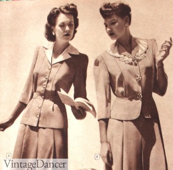 1943 collarless women's suits