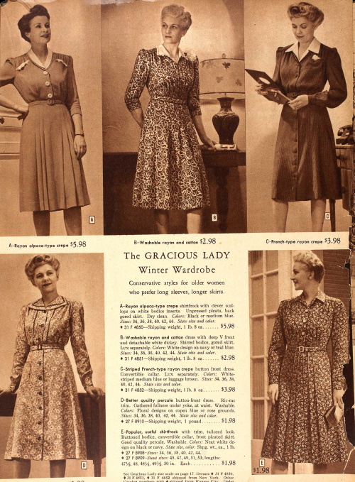 1943 mature dresses- day and afternoon