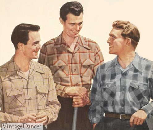 1943 men's sport shirts of windowpane and plaid