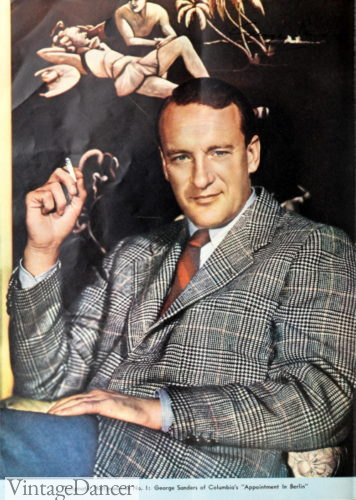 1940s glenn plaid sportscoat mens fashion George Sanders 1940s
