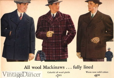 1940s mens belted-less mackinaw coats