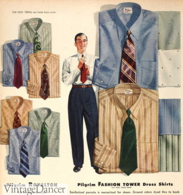 1940s mens dress shirt office shirts color and pattern history