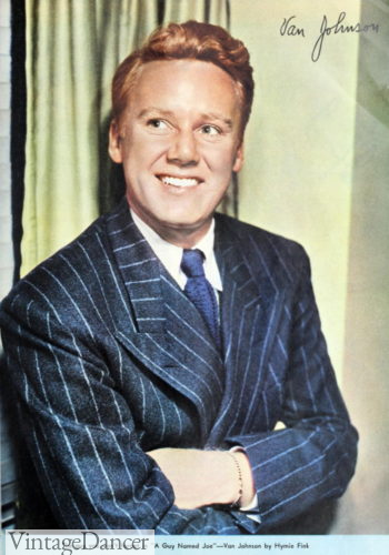 1943 mens chalk stripe suit worn by Van Johnson
