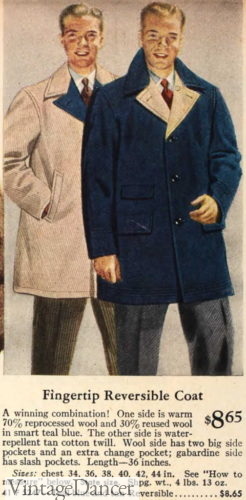 teen boys 1943 mens 1940s fingertip coats, with lapel lining