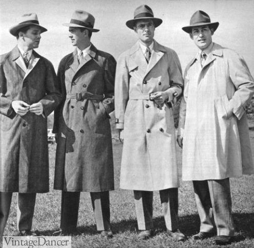 1940s mens coat history fashion style outerwear jackets topcoats raincoats1943 men's coats