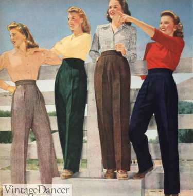 1940s Pants History- Trousers, Overalls, Jeans, Sailor, Siren Suits