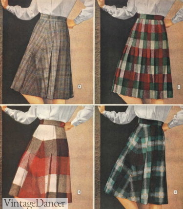 1940s plaid skirts women fashion fall winter 40s