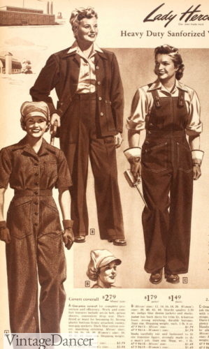 1940s womens heavy duty coveralls, pants, and overalls workwear clothing