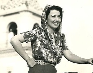 1940s, head scarf draped around the head