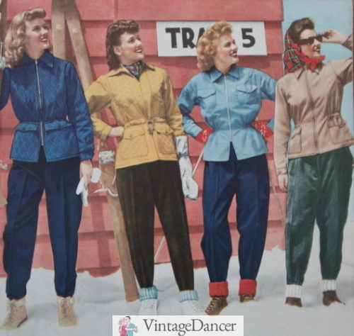 1940s ski suits (Canadian) winter 1940s outfits for women, snow clothes at VintageDancer