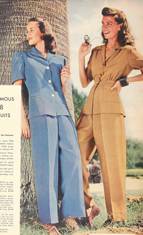 1940s Pants History- Trousers, Overalls, Jeans, Sailor, Siren Suits