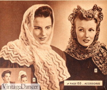 1943 knit head scarf or tied in a turban