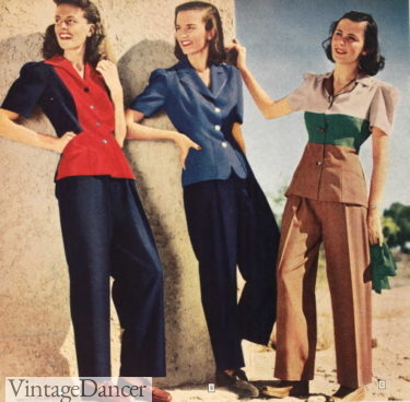 1940s Pants History- Trousers, Overalls, Jeans, Sailor, Siren Suits