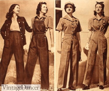 1940s women workwear 1943 pants, overalls, coveralls and overalls