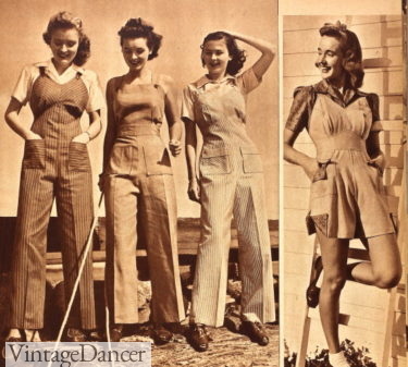 1940s womens overalls and shortalls for work or casual weekends