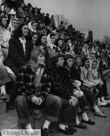 1944 casual clothes for teens at a football game in 1944