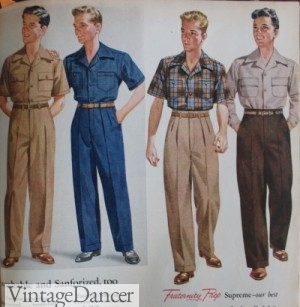 1940s teenager boys pants shirts sporty and casual
