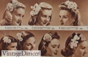 Acessórios de cabelo para adolescentes dos anos 1940: flores