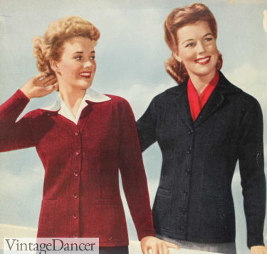 1940s cardigans for mature women (older style, less fitted)