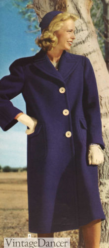 1944 navy blue coat women WW2 at VintageDancer