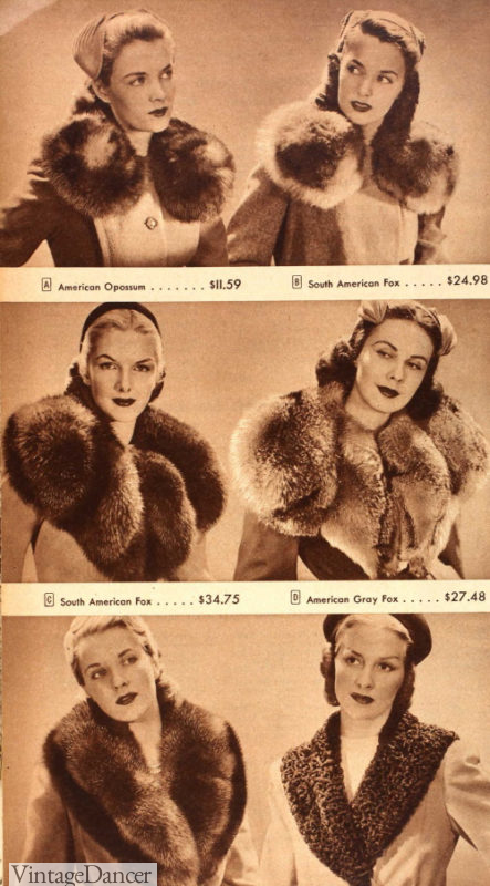 1944 fur collars stoles pieces wraps at VintageDancer