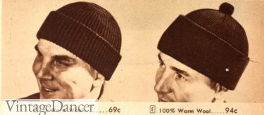 1940s mens knit caps beanie winter 1944 mens hats