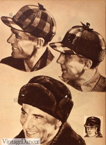 1940s tie up caps and fur cap winter hat hunting hat