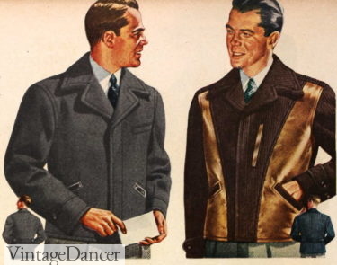 1940s mens wool and wool/leather gab style jackets