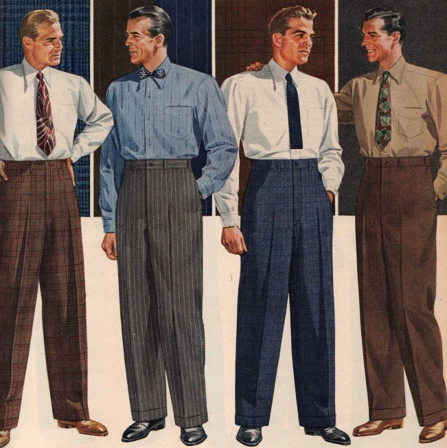 1940s Men's Wide Leg Pants & Trousers