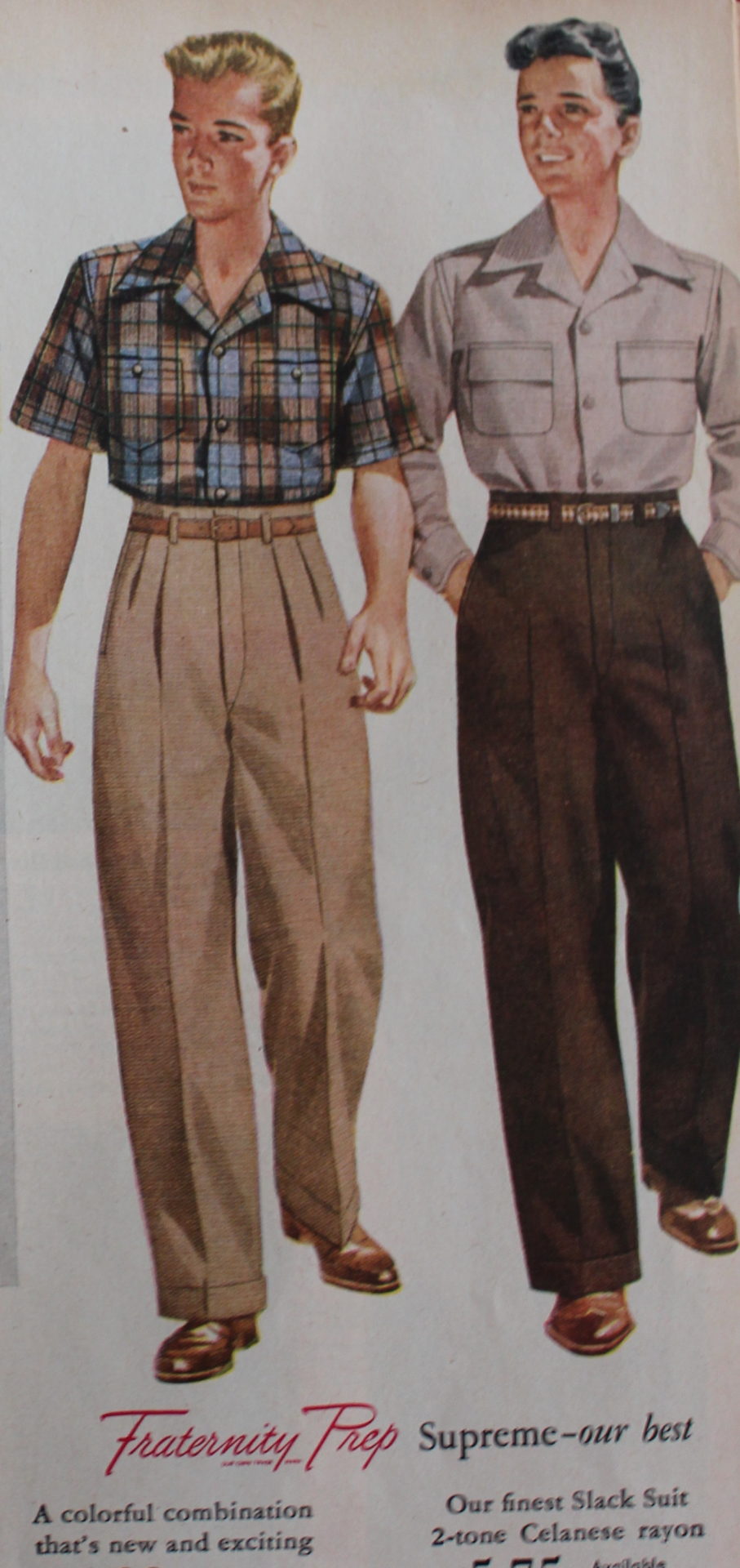 1940s Men's Casual Clothing Shirts, Trousers, Pullover Vests