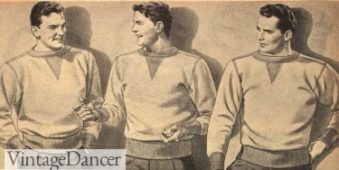 1940s men crew neck sweatshirt