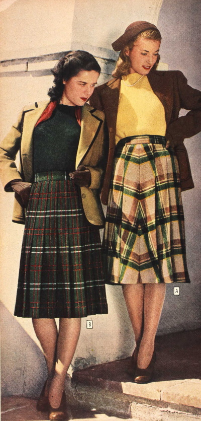 Vintage 1940s/1950s Fringe Denim Side Zip Culottes 40s 50s Wide