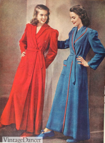 1940s women corduroy and rayon robes