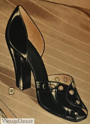 1944 Open-shank pump with circle cutouts shoes heels