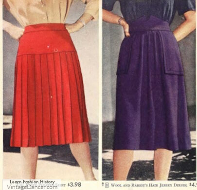 1940s skirt colors red and purple 