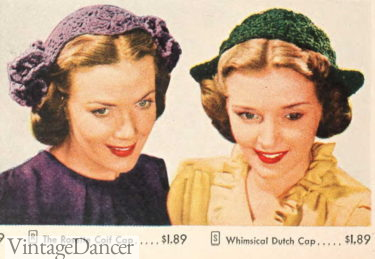 1944 crochet half hats womens small hats