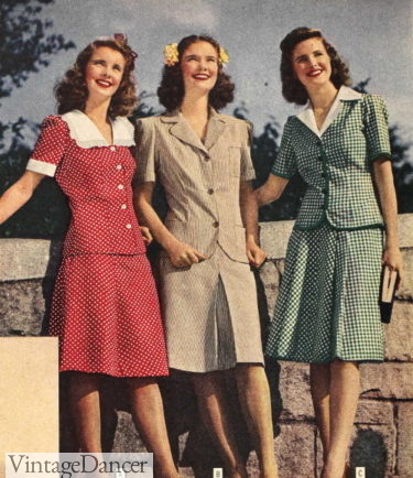 1940s two peice suit dresses casual fashion WW2