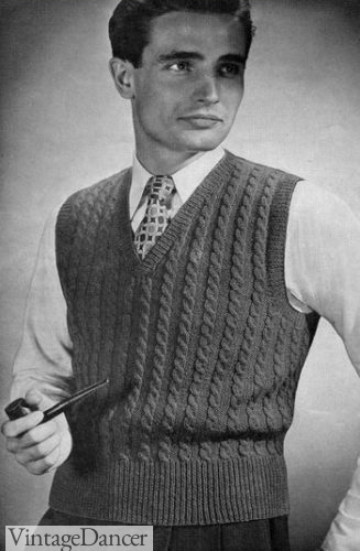 Mens 1945 cable knit sweater