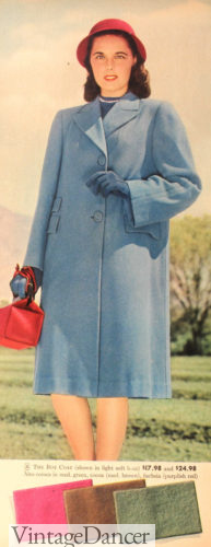 1940s women's blue coat at VintageDancer