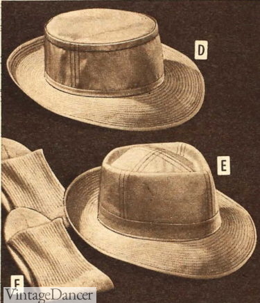 1940s porkpie and fedora cloth hats 1945
