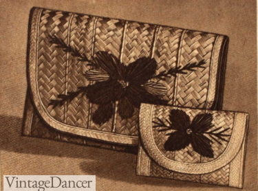 1945 straw clutch and coin purses