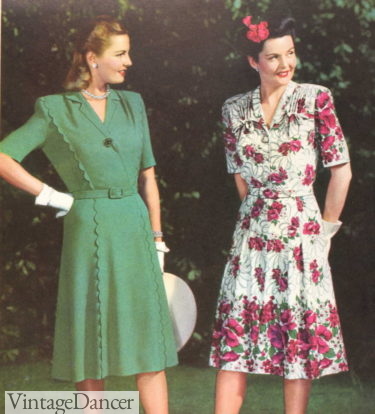 Wellwits Womens Mock Neck Diamond Cutout Pleated Front 1940s Vintage Dress