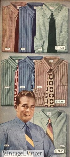 1940s men gemtone color shirts