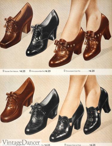 1945 oxford shoes women's footwear 1940s at VintageDancer