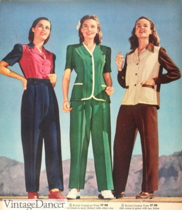1940s shirt and shirt-jacket slacksuits