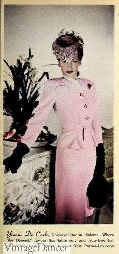 1940s pink cocktail suit dress